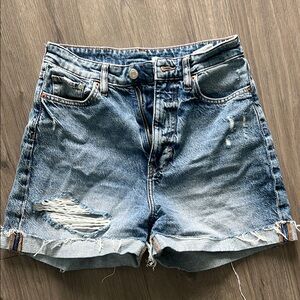 &Denim medium wash mom jean shorts